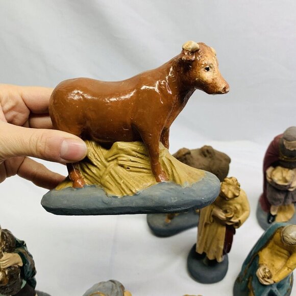 Vintage Christmas Nativity Set Figures Hand Painted Lot Of 18 - Picture 8 of 16